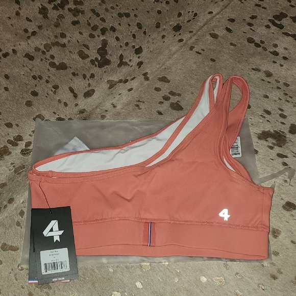 Pink One-Shoulder Sports Bra with Wide Supportive Band - Picture 3 of 3